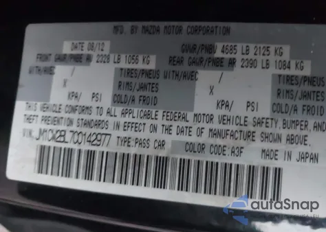 2012 Mazda Mazda5 Sport from USA, damaged, VIN JM1CW2BL7C0142977